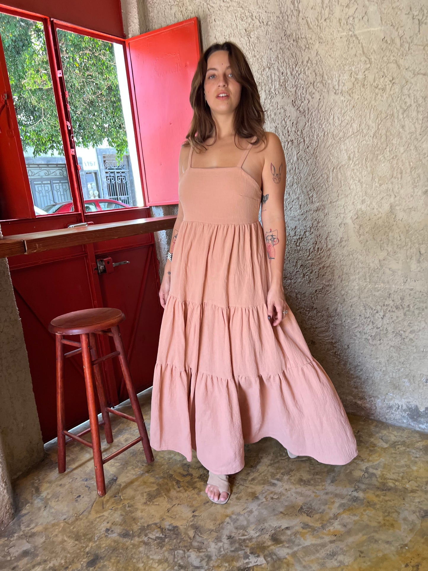 Maxi Vestido Algodon Paneles Olga