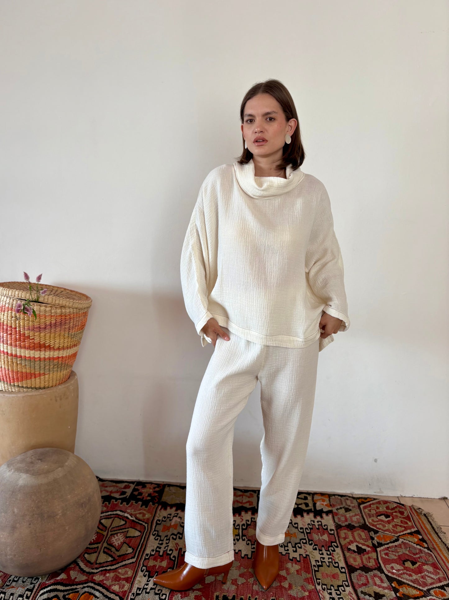 Blusa Cuello Alto Algodón Paola