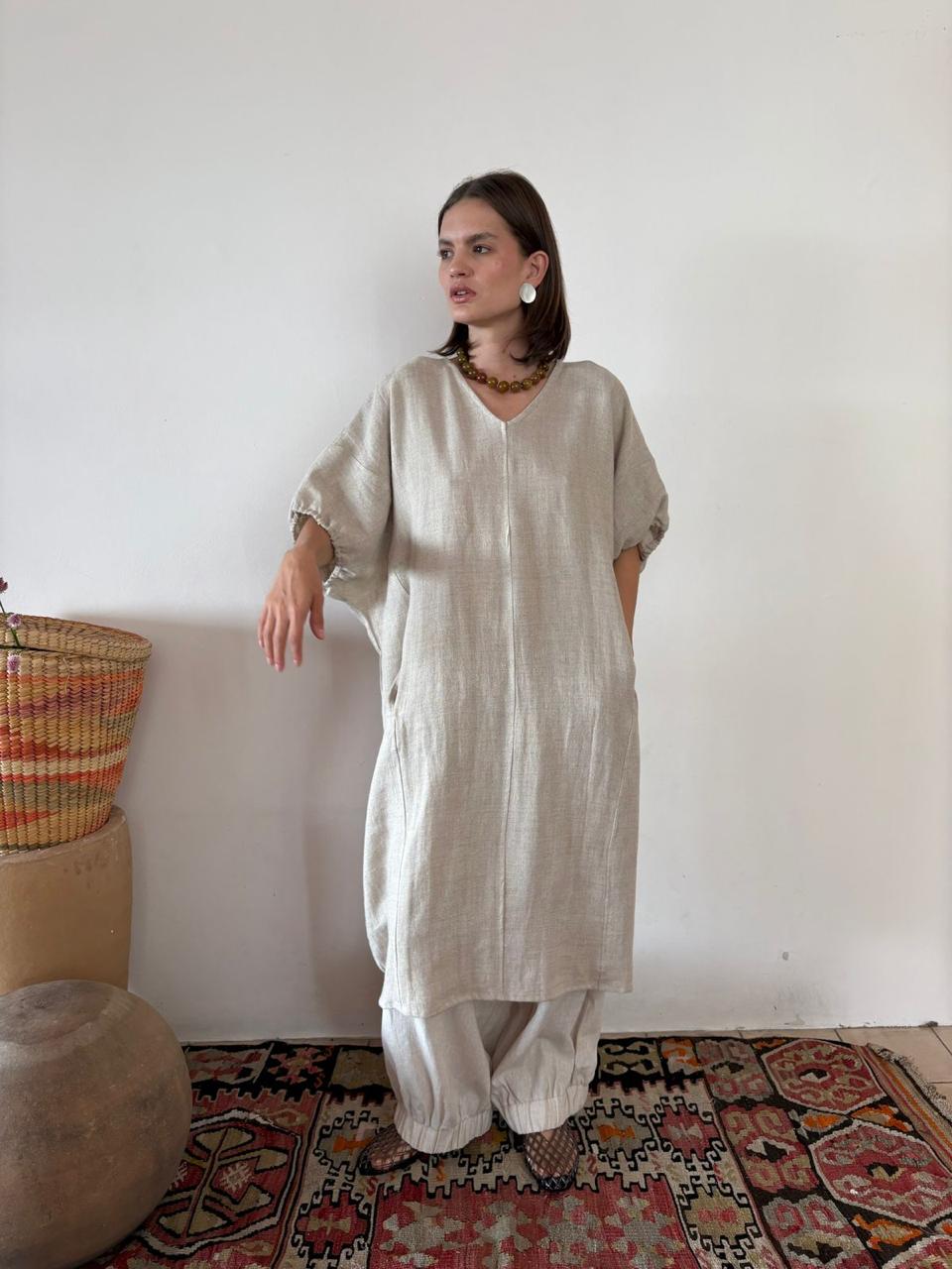 Pantalón Resorte en Bastilla Lino Karina