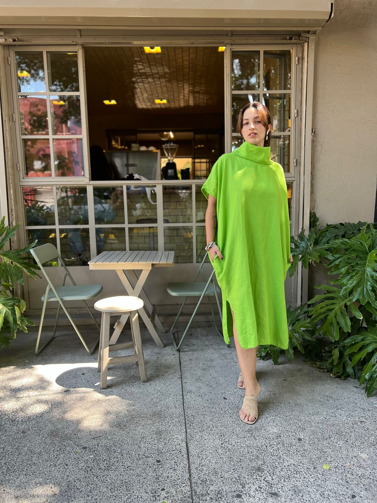 Vestido Cuello Alto Lino Karla