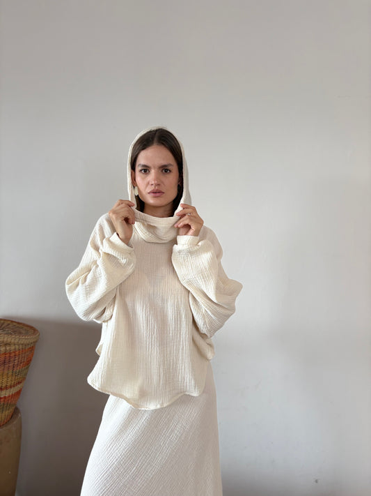 Blusa con Mangas y capucha Valeria