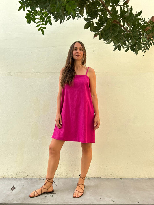 Vestido Corto Tirantes Lino Rocio