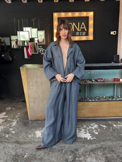 Pantalon Ancho Lino Lea