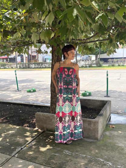 Vestido Tirantes Estampado Iris
