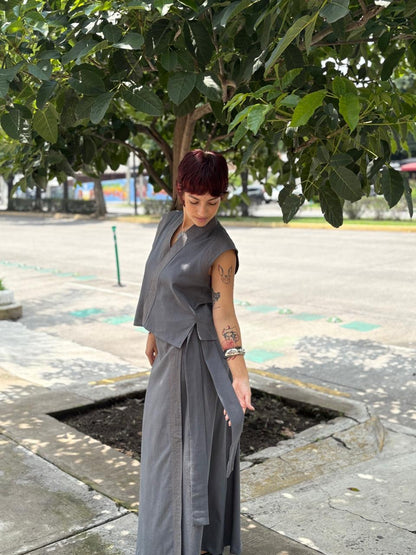 Blusa Cruzada Lino Pespuntes Gina