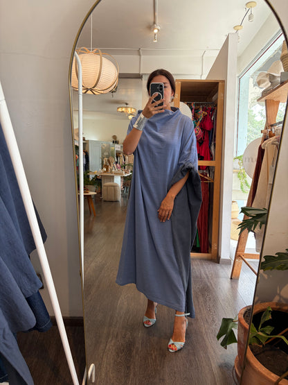 Vestido Largo  Asimétrico escote V espalda Maria.