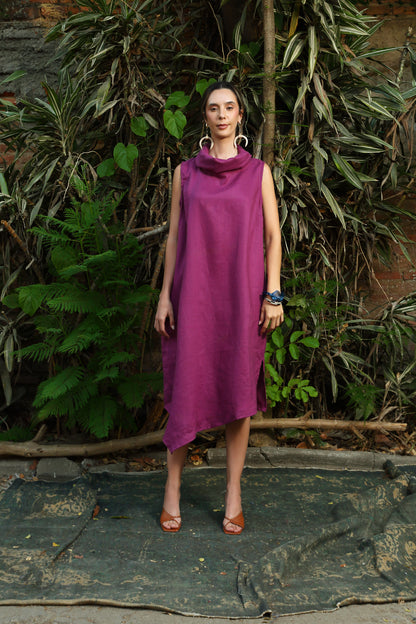 Vestido Cuello Alto Asimetrico Mabel