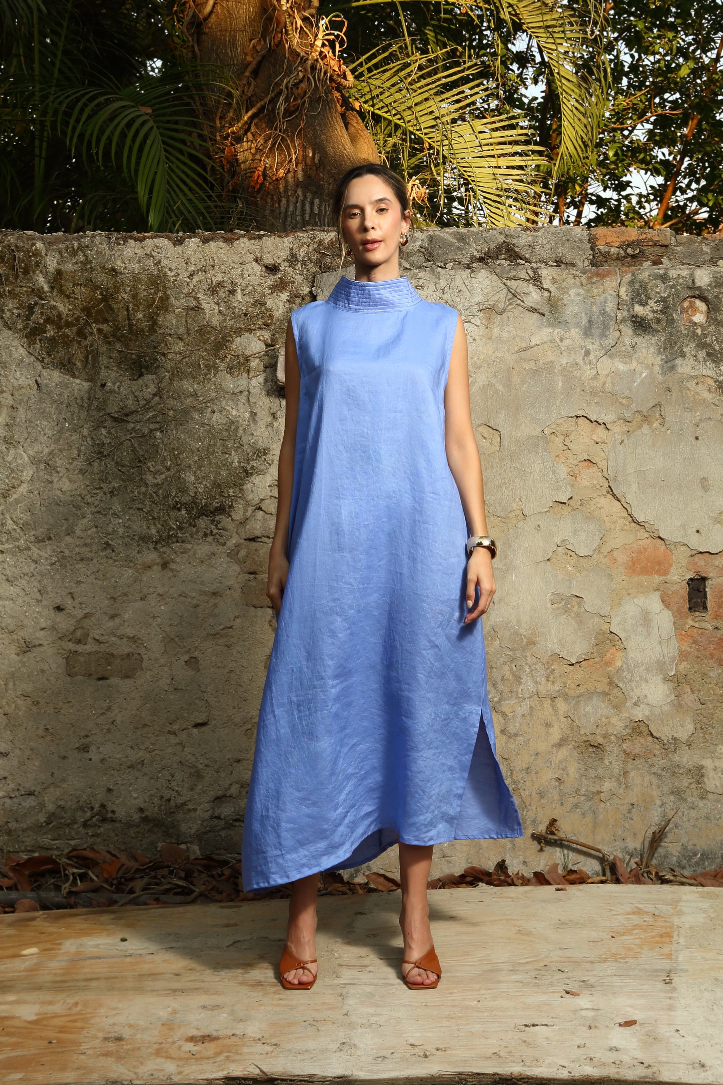 Vestido cuello pespuntes Karen