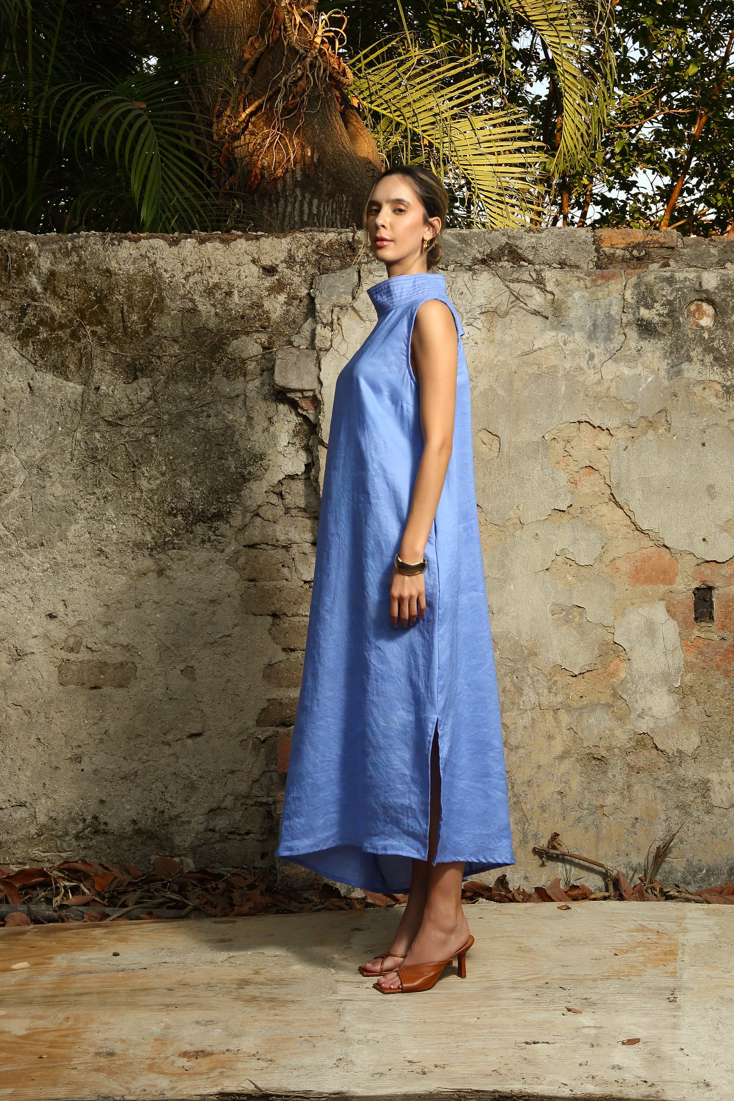 Vestido cuello pespuntes Karen
