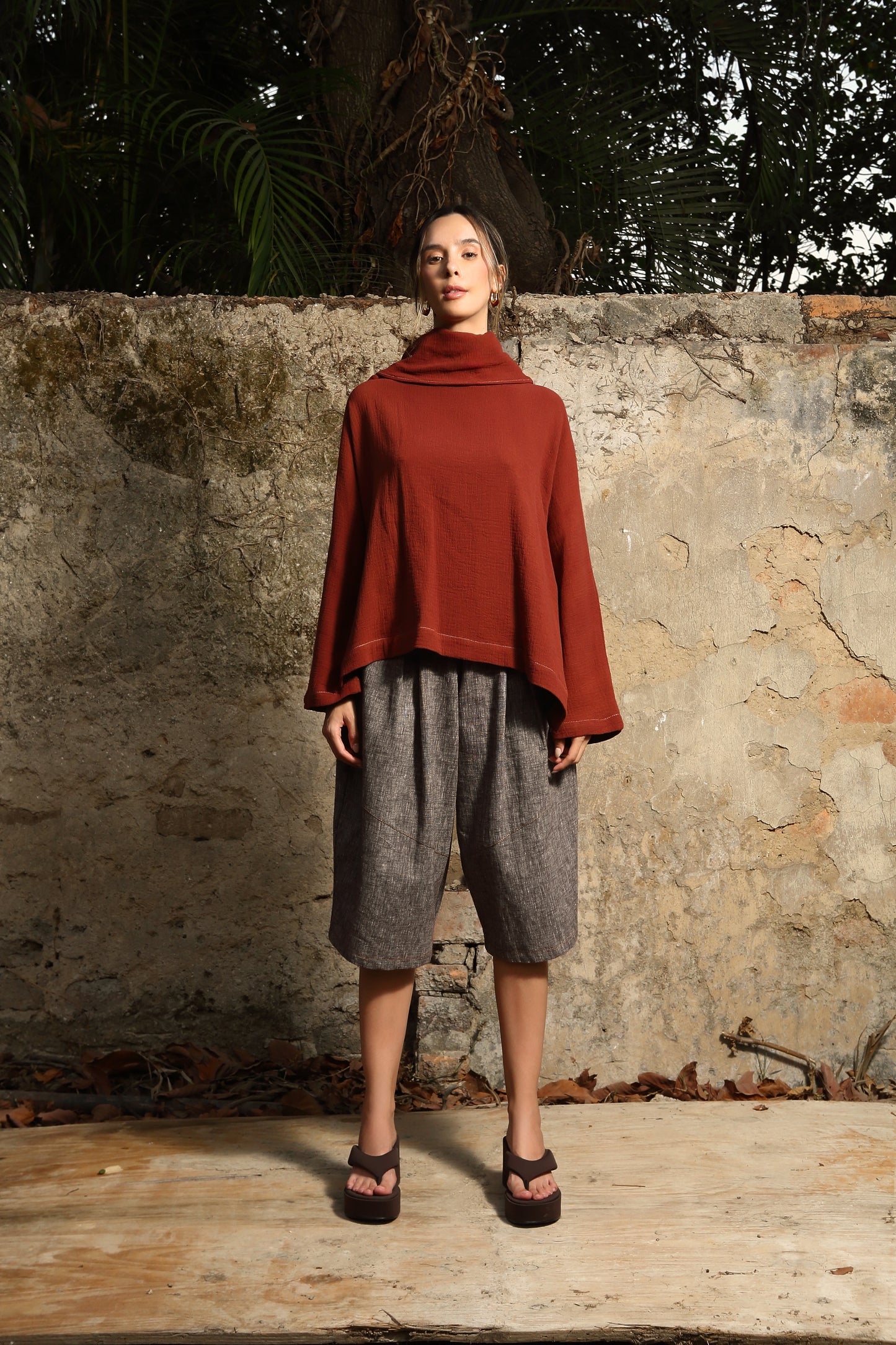 Blusa Cuello Alto Algodón Paola