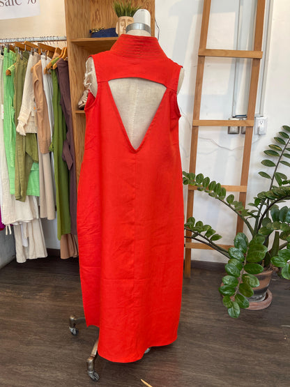 Vestido Cuello Pespunter Lino Alondra