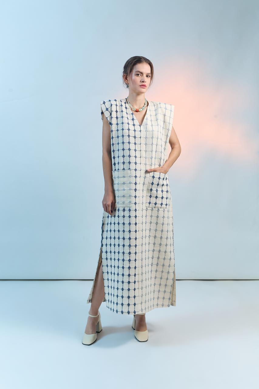 Vestido Telar Escote V Espalda