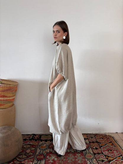 Pantalón Resorte en Bastilla  Lino Karina