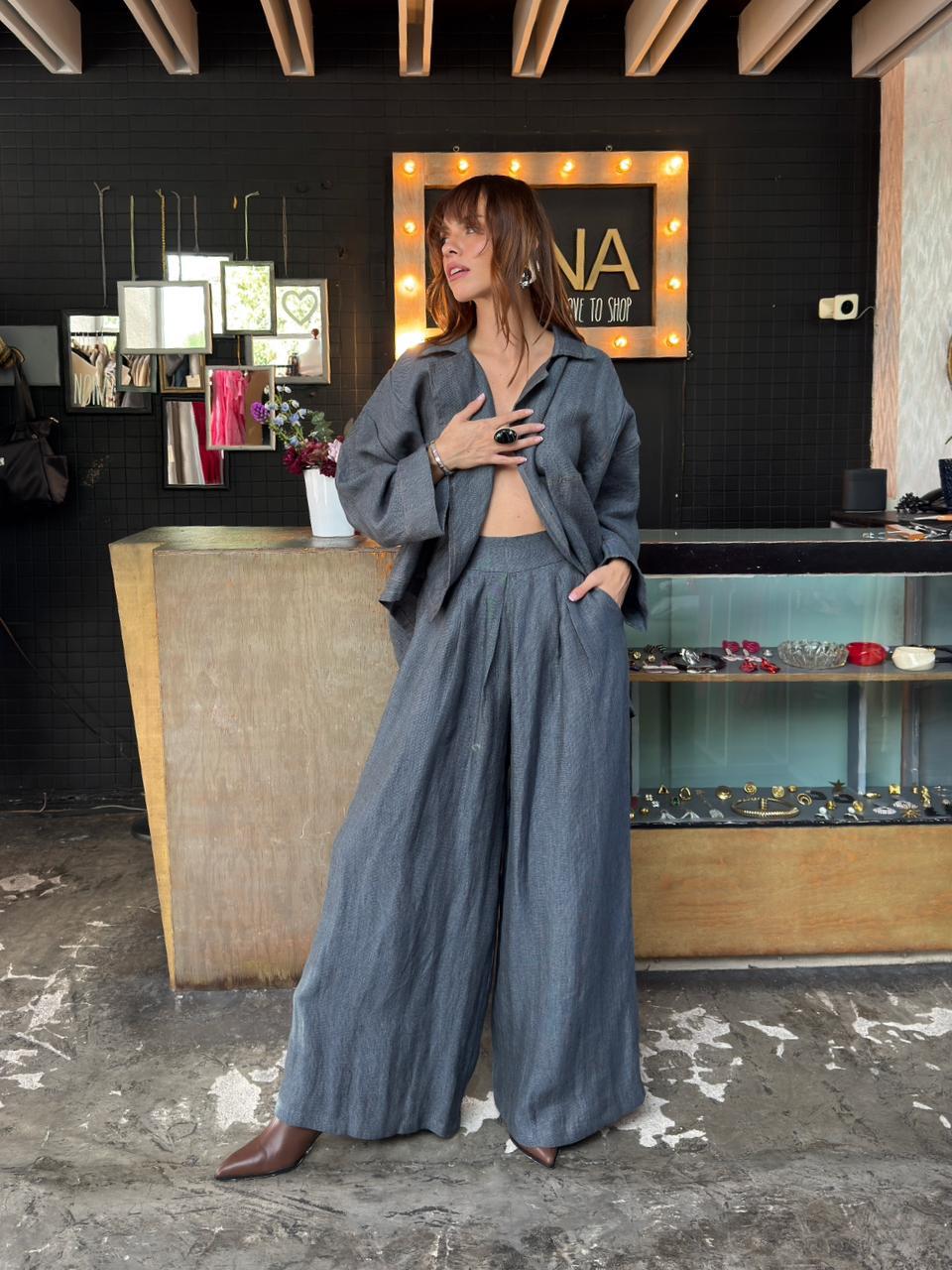 Pantalon Ancho Lino Lea