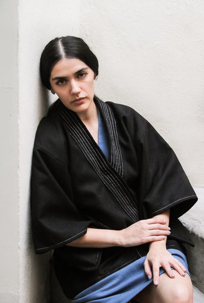 Kimono Oversize Con Bolsas En Acrilana