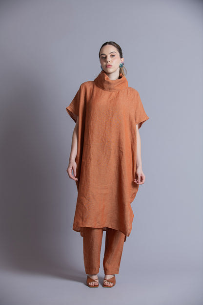Vestido Cuello Alto Lino Karla