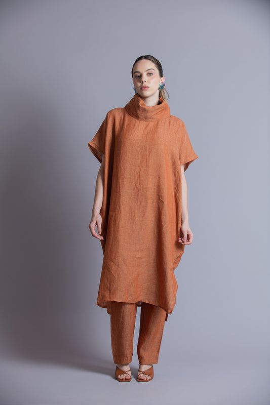 Vestido Cuello Alto Lino Karla